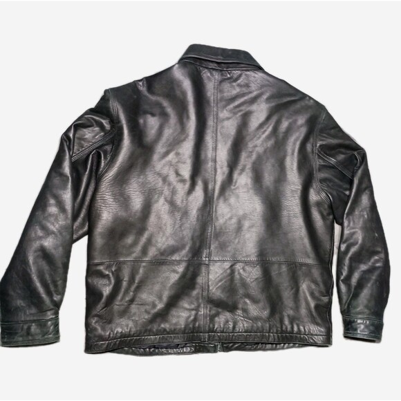 VINTAGE Colebrook Genuine Leather Bomber Jacket Mens L Black Buttery Soft Y2K - Picture 2 of 16